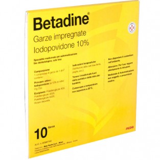 Betadine 10% Garze Impregnate 10 x 10 cm