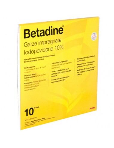 Betadine 10% Garze Impregnate 10 x 10 cm