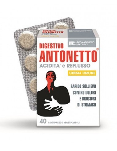 Digestivo Antonetto Acidità e Reflusso Limone - 40 Compresse