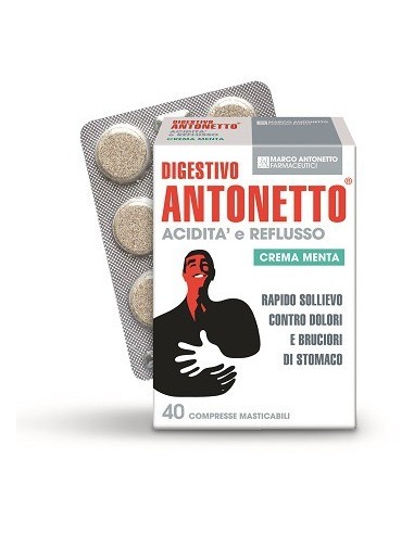 Digestivo Antonetto Acidità e Reflusso Menta - 40 Compresse