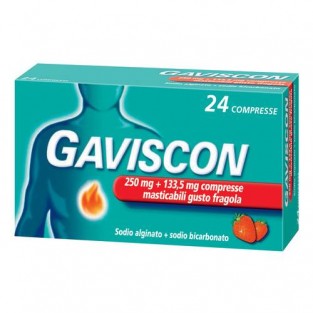 Gaviscon 250+133,5 mg/10 ml - 24 Compresse gusto Fragola