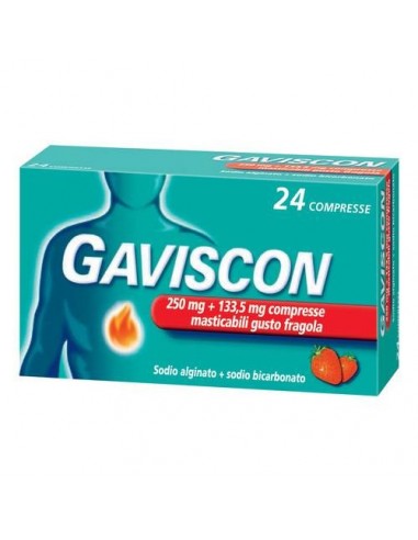 Gaviscon 250+133,5 mg/10 ml - 24 Compresse gusto Fragola