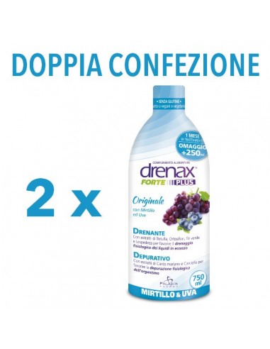 Doppia Confezione di Drenax Forte Plus Mirtillo e Uva