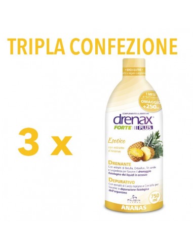 Tripla Confezione di Drenax Forte Plus Esotico gusto Ananas