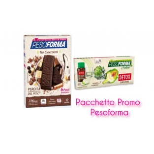 Pacchetto Promo Pesoforma Barrette ai 3 Cioccolati + Flaconcini Detox
