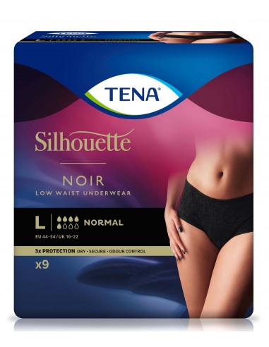 Tena Silhouette Noir Misura L - 9 Pezzi