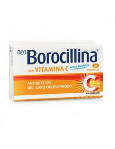 NeoBorocillina con Vitamina C - 16 Pastiglie Senza Zucchero