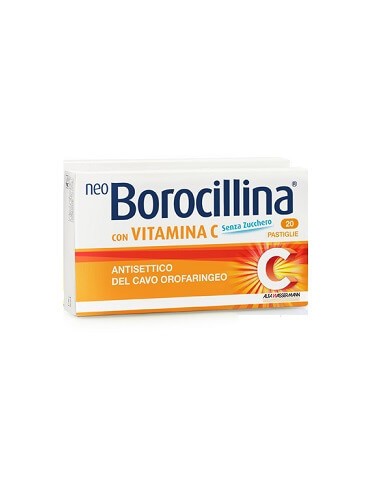 NeoBorocillina con Vitamina C - 16 Pastiglie Senza Zucchero