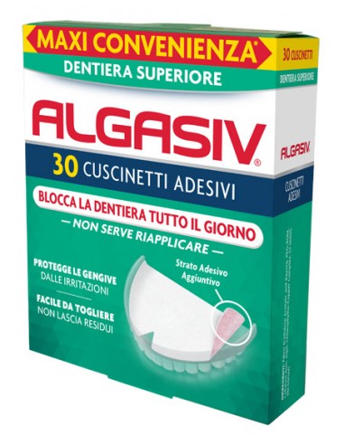 Algasiv Dentiera Superiore - 30 Cuscinetti Adesivi