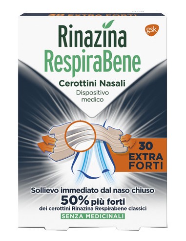 Rinazina RespiraBene Cerotti Nasali Extra Forti - 30 Bretelline