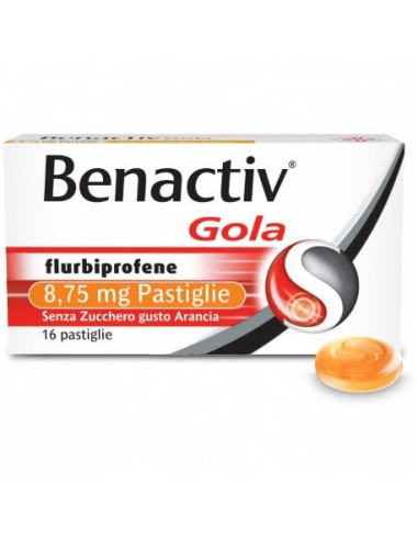 Benactiv Gola Senza Zucchero Arancia - 16 Pastiglie