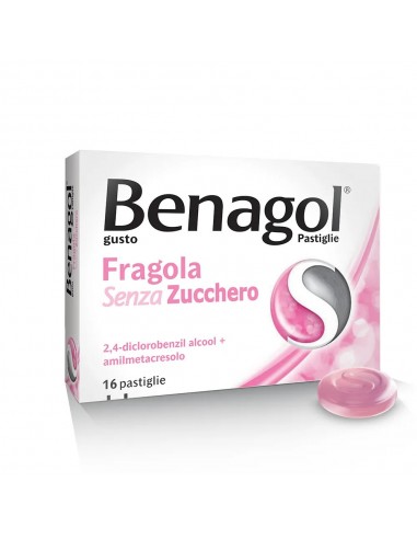 Benagol Senza Zucchero gusto Fragola - 16 Pastiglie