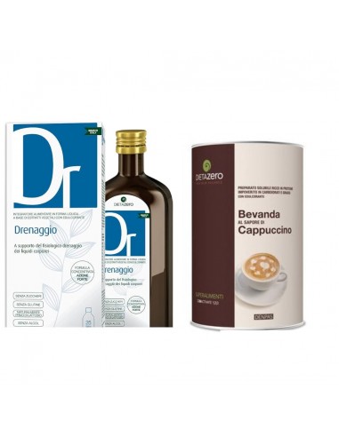 Kit Dieta Zero Bevanda al Cappuccino 300 g + Drenaggio 500 ml