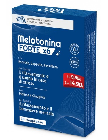 Sanavita Melatonina Forte X6 - 30 Compresse