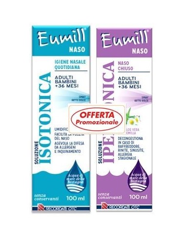 Eumill Naso Bipack Spray Soluzione Isotonica + Ipertonica 