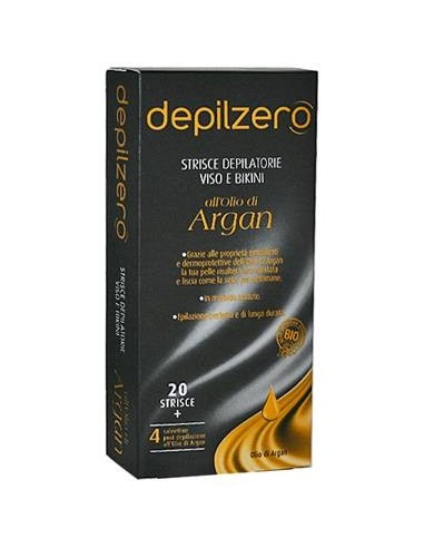 Strisce depilatorie per viso e bikini all'olio di Argan Depilzero - 20 pezzi