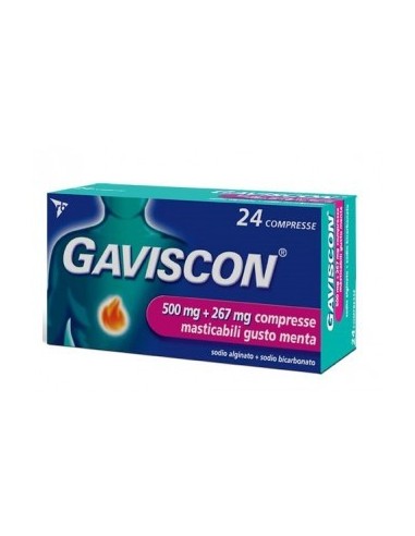 Gaviscon 500+267 mg/10 ml - 24 Compresse gusto Menta